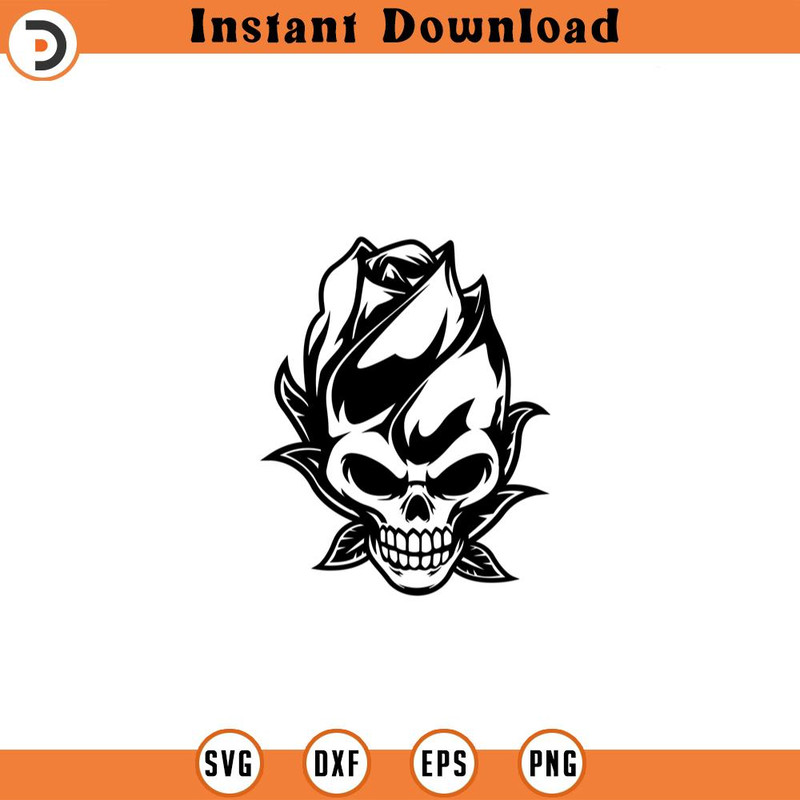 SVG210524526-Skull Rose Svg Skull with Flower Svg.jpg