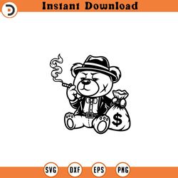 teddy bear king with smoking weed svg tedd