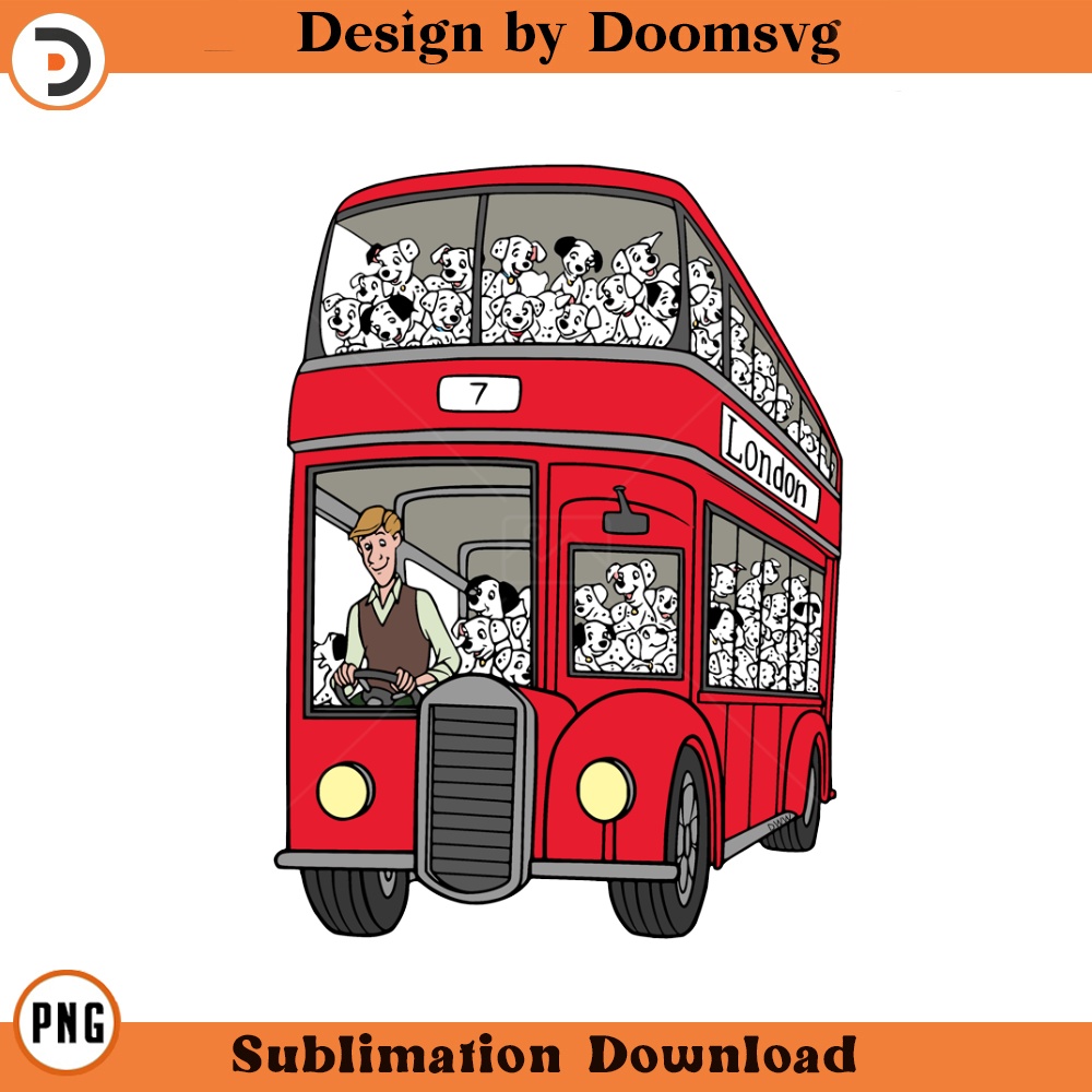 SH1- 101 Dalmatians Double Decker Bus Cartoon Clipart Download, PNG Download Cartoon Clipart Download, PNG Download.jpg