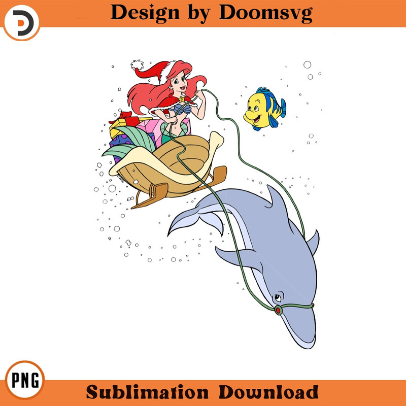 SH168-Ariel Flounder Christmas Cartoon Clipart Download, PNG Download Cartoon Clipart Download, PNG Download.jpg
