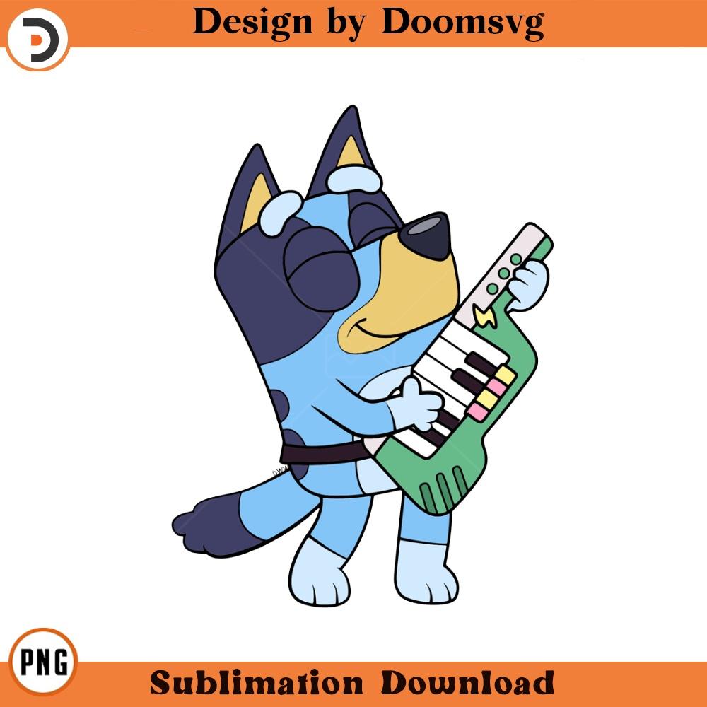 SH638-Bluey Keytar Cartoon Clipart Download, PNG Download Cartoon Clipart Download, PNG Download.jpg