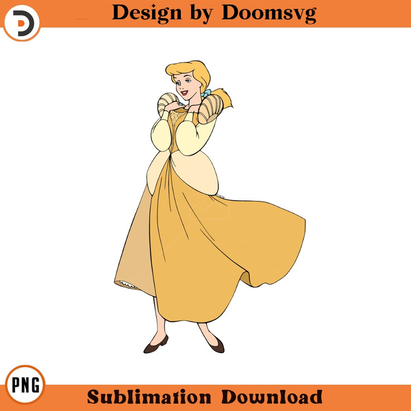 SH786-Cinderella Gold Dress Cartoon Clipart Download, PNG Download Cartoon Clipart Download, PNG Download.jpg