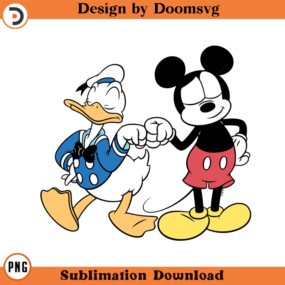 SH966-Classic Mickey Donald Fist Bump Cartoon Clipart Download, PNG Download Cartoon Clipart Download, PNG Download.jpg