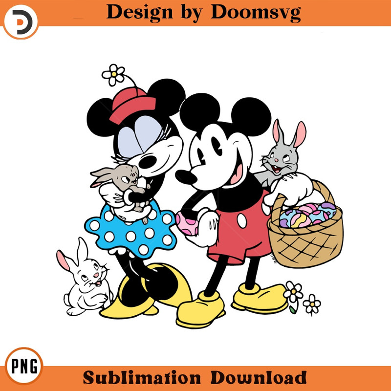 SH1015-Classic Mickey Minnie Easter Bunnies Cartoon Clipart Download, PNG Download Cartoon Clipart Download, PNG Download.jpg