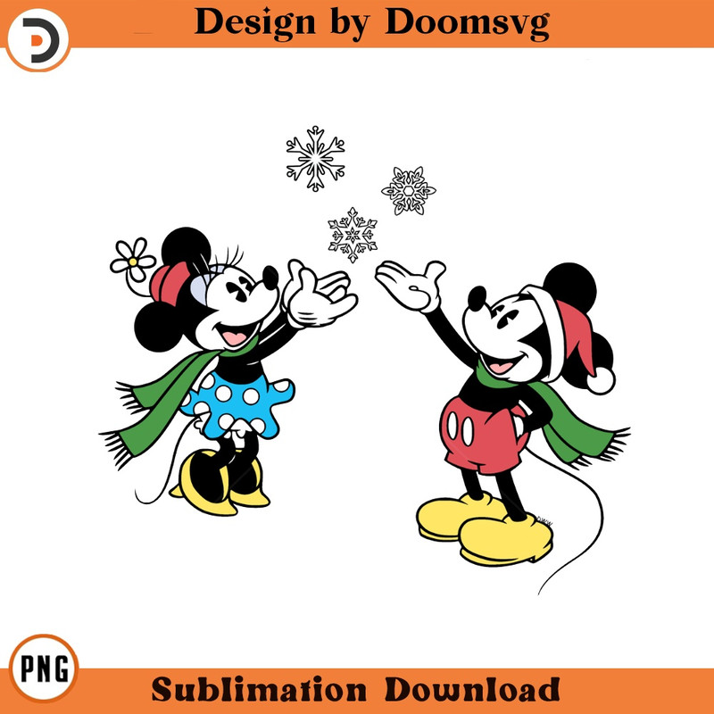 SH1035-Classic Mickey Minnie Winter Snowflakes Cartoon Clipart Download, PNG Download Cartoon Clipart Download, PNG Download.jpg