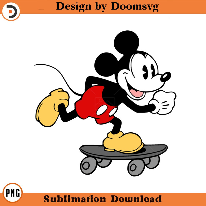 SH1146-Classic Mickey Skateboard Cartoon Clipart Download, PNG Download Cartoon Clipart Download, PNG Download.jpg