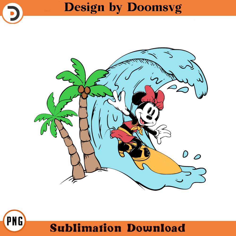 SH1268-Classic Minnie Surfing Cartoon Clipart Download, PNG Download Cartoon Clipart Download, PNG Download.jpg