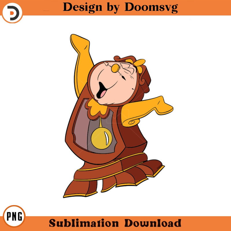 SH1358-Cogsworth Cheering Cartoon Clipart Download, PNG Download Cartoon Clipart Download, PNG Download.jpg