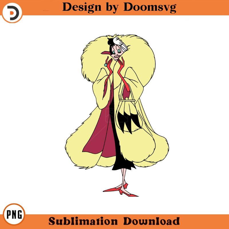 SH1377-Cruella Devil Fur Coat Cartoon Clipart Download, PNG Download Cartoon Clipart Download, PNG Download.jpg