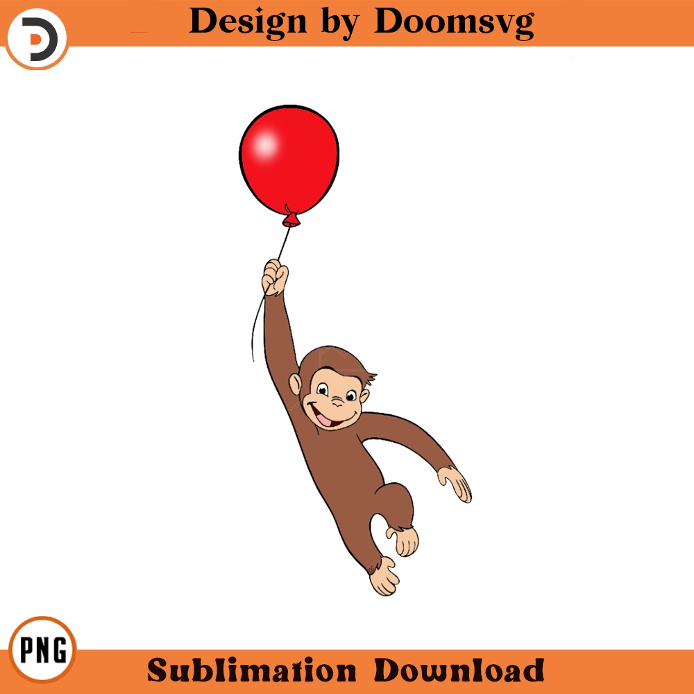 SH1393-Curious George Balloon Cartoon Clipart Download, PNG Download Cartoon Clipart Download, PNG Download.jpg