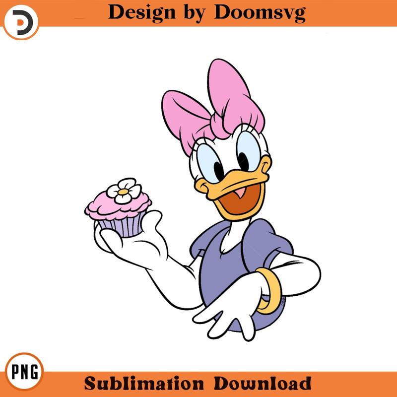 SH1432-Daisy Duck Cupcake Cartoon Clipart Download, PNG Download Cartoon Clipart Download, PNG Download.jpg