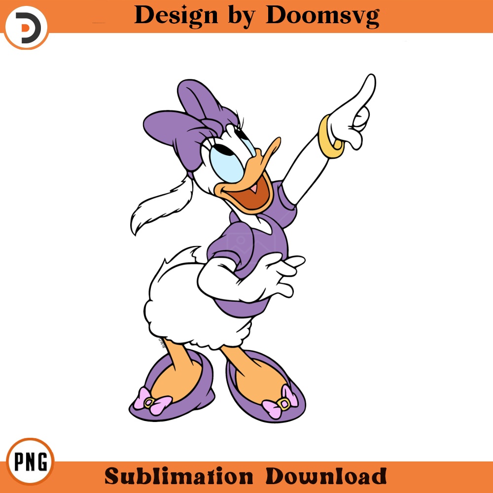 SH1453-Daisy Duck Pointing Cartoon Clipart Download, PNG Download Cartoon Clipart Download, PNG Download.jpg