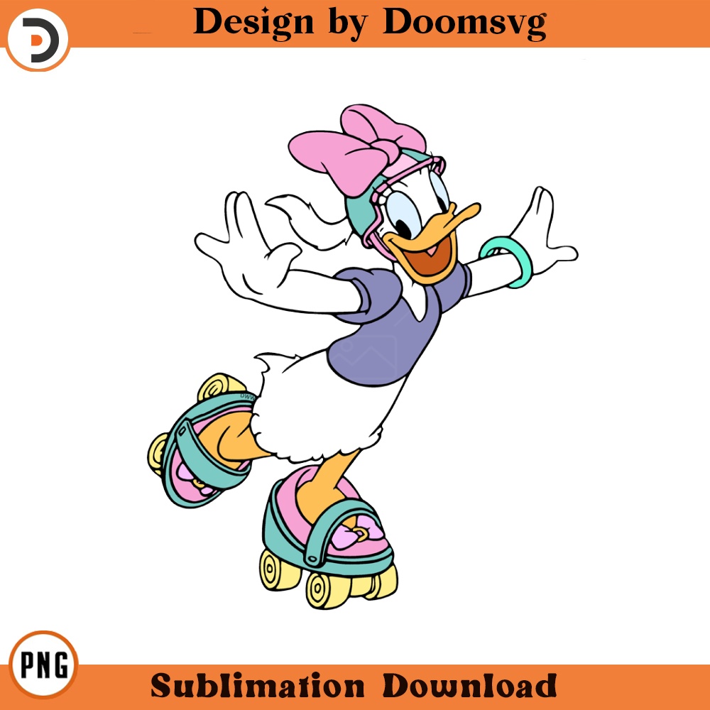 SH1458-Daisy Duck Rollerskating Cartoon Clipart Download, PNG Download Cartoon Clipart Download, PNG Download.jpg