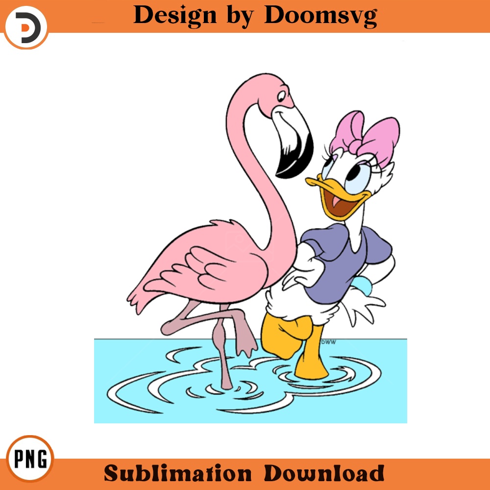 SH1489-Daisy Flamingo Cartoon Clipart Download, PNG Download Cartoon Clipart Download, PNG Download.jpg