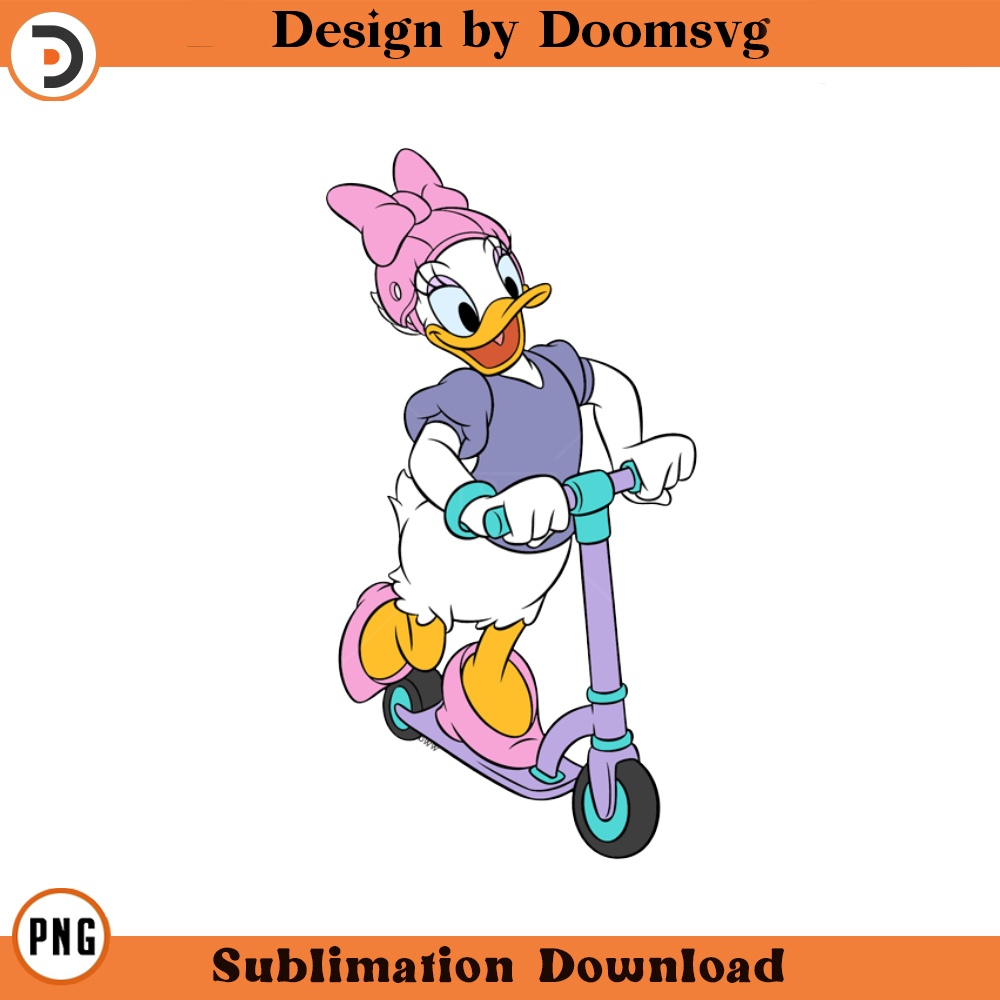 SH1509-Daisy Scooter Cartoon Clipart Download, PNG Download Cartoon Clipart Download, PNG Download.jpg