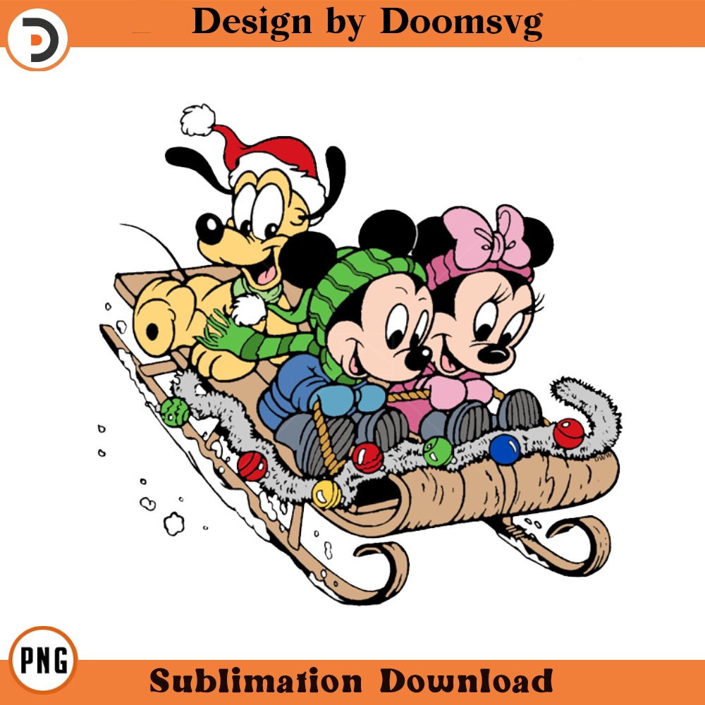 SH1596-Disney Babies Christmas Sled Cartoon Clipart Download, PNG Download Cartoon Clipart Download, PNG Download.jpg