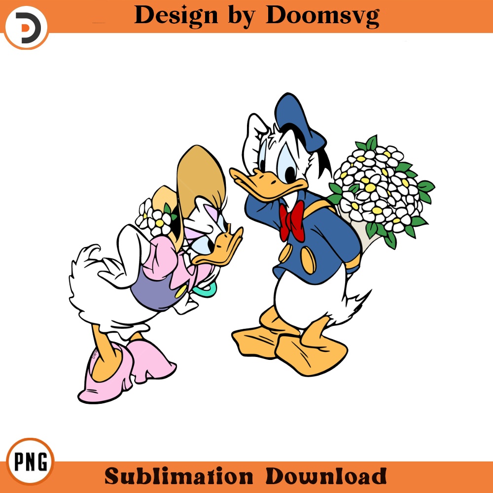 SH1631-Donald Daisy Bouquet Cartoon Clipart Download, PNG Download Cartoon Clipart Download, PNG Download.jpg