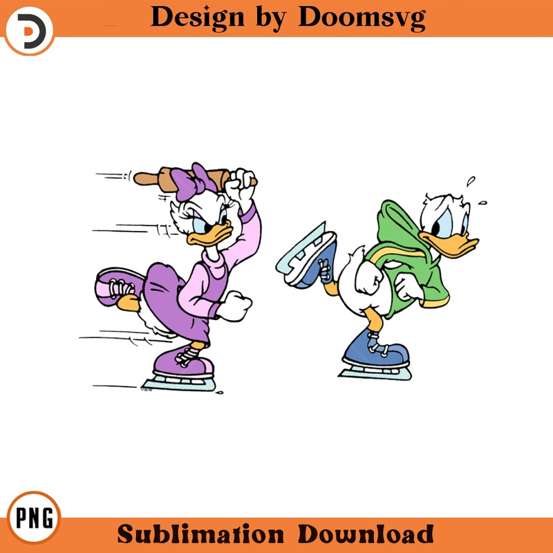 SH1650-Donald Daisy Speed Skating Cartoon Clipart Download, PNG Download Cartoon Clipart Download, PNG Download.jpg