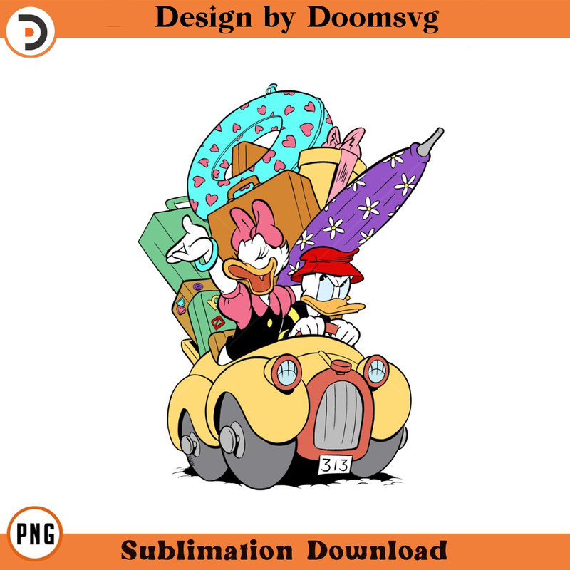 SH1651-Donald Daisy Summer Trip Cartoon Clipart Download, PNG Download Cartoon Clipart Download, PNG Download.jpg