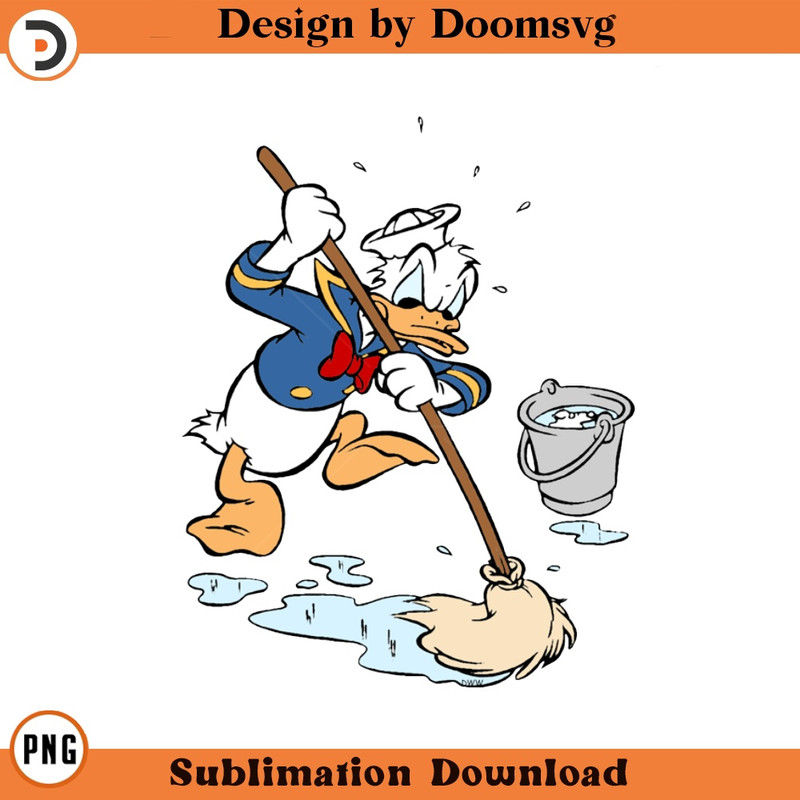 SH1709-Donald Duck Mopping Cartoon Clipart Download, PNG Download Cartoon Clipart Download, PNG Download.jpg