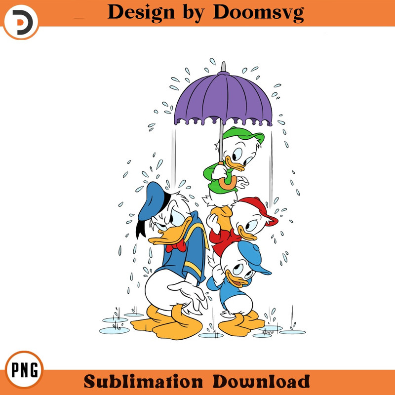SH1710-Donald Duck Nephews Umbrella Rain Cartoon Clipart Download, PNG Download Cartoon Clipart Download, PNG Download.jpg