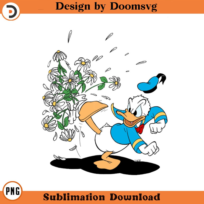 SH1813-Donald Kicking Flowers Cartoon Clipart Download, PNG Download Cartoon Clipart Download, PNG Download.jpg