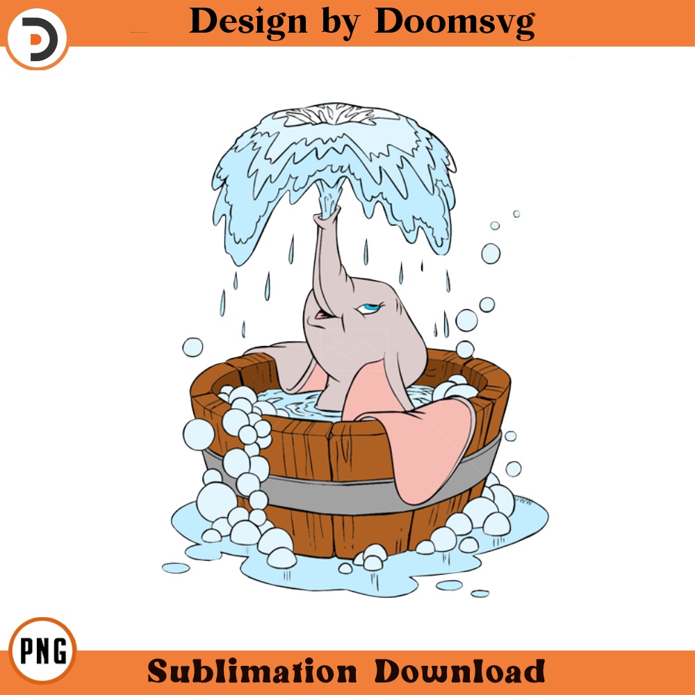 SH1899-Dumbo Bath Cartoon Clipart Download, PNG Download Cartoon Clipart Download, PNG Download.jpg