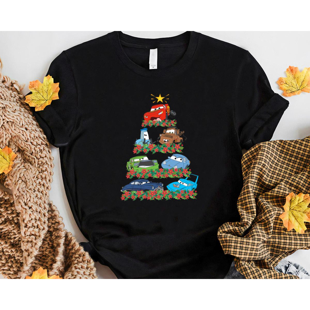 Cars Characters Squad Merry Christmas Tree Funny Unisex Birthday Gift Unisex Tshirt Sweatshirt Hood 2