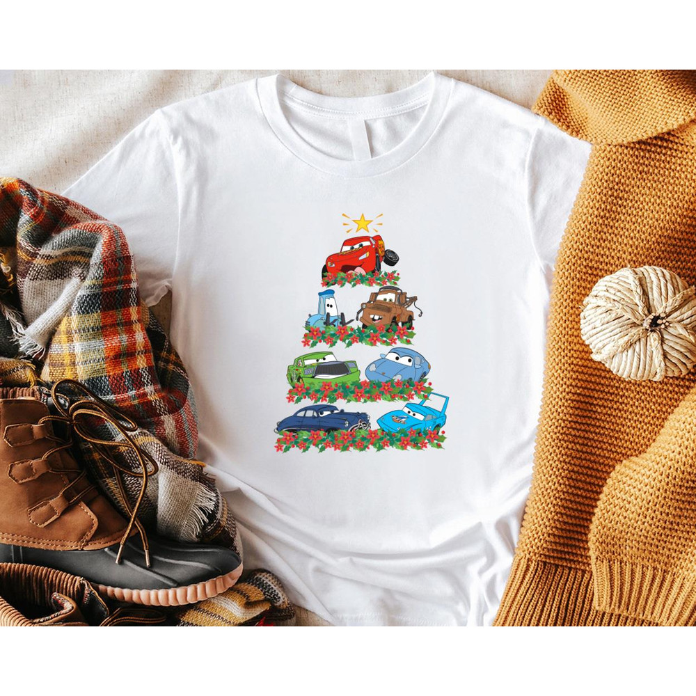 Cars Characters Squad Merry Christmas Tree Funny Unisex Birthday Gift Unisex Tshirt Sweatshirt Hood 0