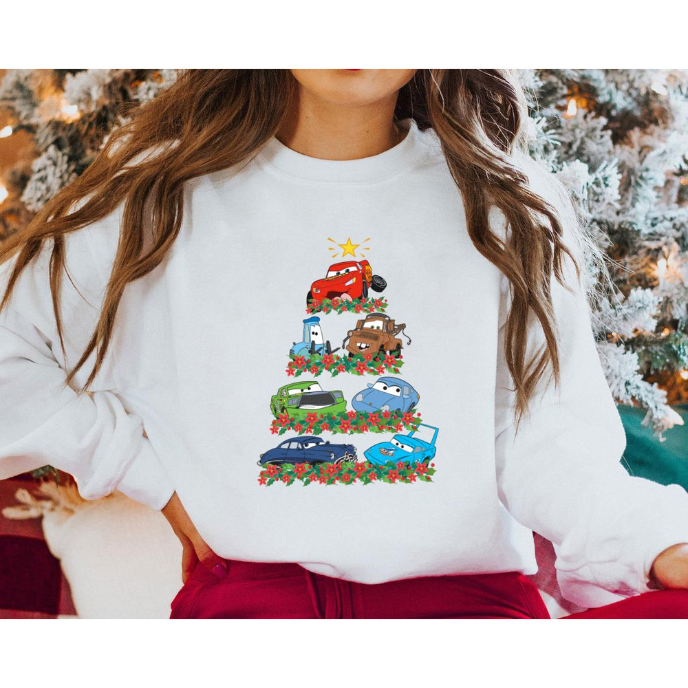 Cars Characters Squad Merry Christmas Tree Funny Unisex Birthday Gift Unisex Tshirt Sweatshirt Hood 1