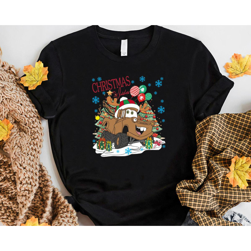 Christmas Wishes Cars Tow Mater Christmas Cars Disney Holiday Gift Unisex Tshirt Sweatshirt Hoodie 1