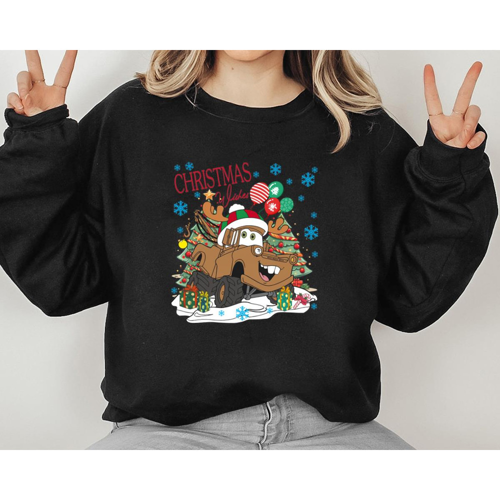 Christmas Wishes Cars Tow Mater Christmas Cars Disney Holiday Gift Unisex Tshirt Sweatshirt Hoodie 3
