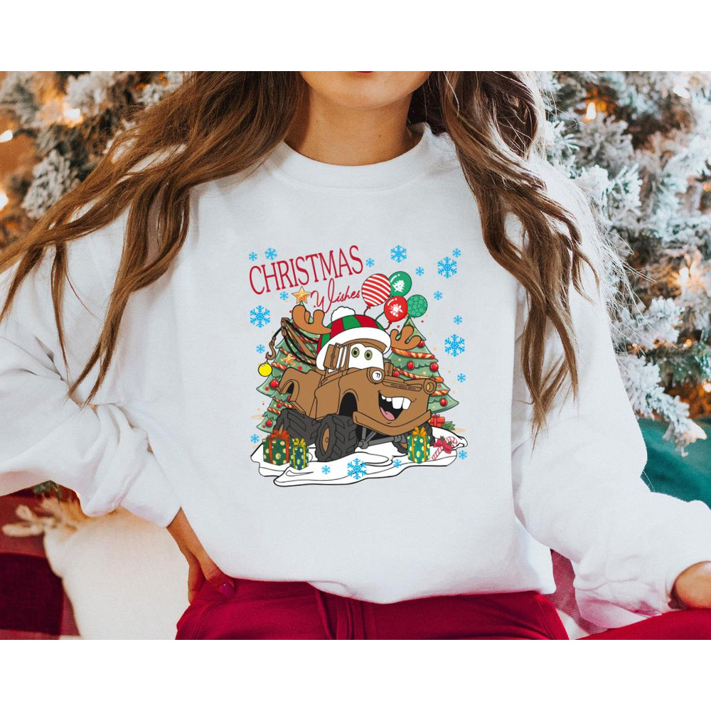 Christmas Wishes Cars Tow Mater Christmas Cars Disney Holiday Gift Unisex Tshirt Sweatshirt Hoodie 2
