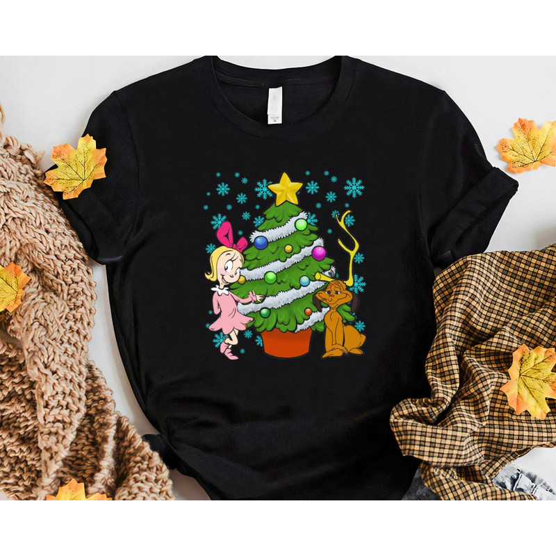 Christmas With Cindy Lou Who Dog Max And Whoville Tree Holiday Funny Gift Unisex Tshirt Sweatshirt 3