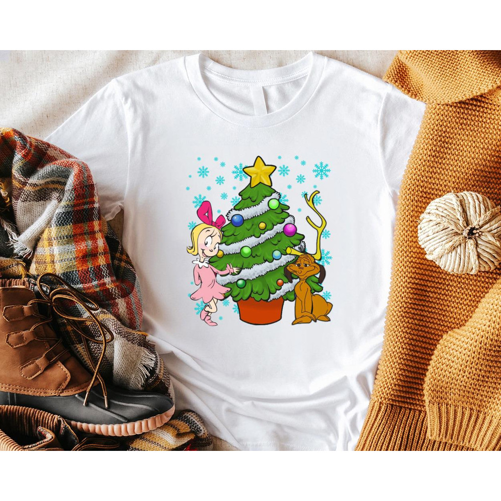 Christmas With Cindy Lou Who Dog Max And Whoville Tree Holiday Funny Gift Unisex Tshirt Sweatshirt 0