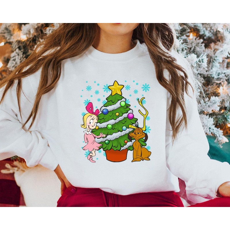Christmas With Cindy Lou Who Dog Max And Whoville Tree Holiday Funny Gift Unisex Tshirt Sweatshirt 1