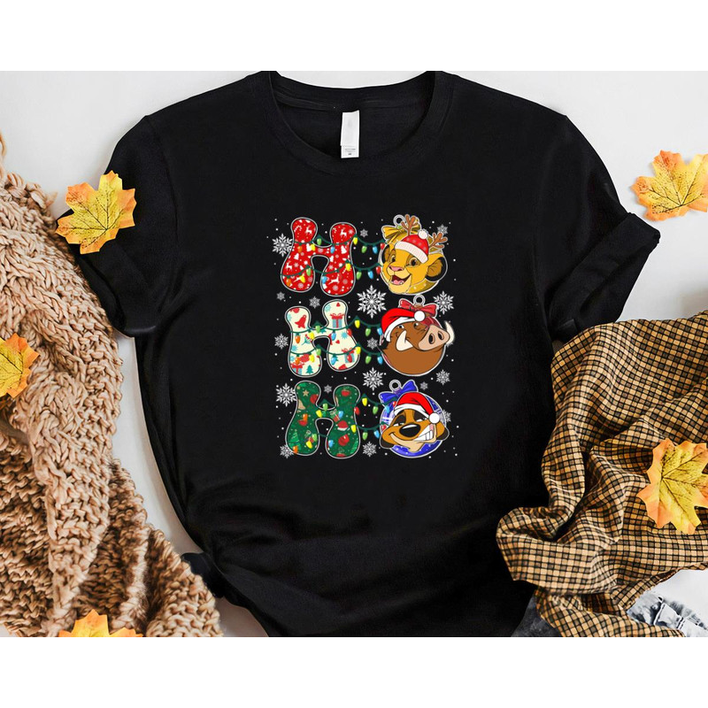 Funny Lion King Santa Simba Timon Pumbaa Ho Ho Ho Christmas Holiday Funny Gift Unisex Tshirt Sweats 0