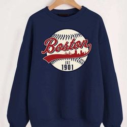 boston baseball classic est 1901 vintage navy sweatshirt, boston baseball team retro shirt, american baseball sweater, g