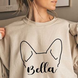 custom dog ear sweatshirt, personalized dog sweatshirt with name, custom dog mom sweatshirt, dog dad hoodie, pet lovers