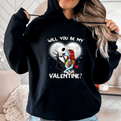 disney valentines day hoodie, a nightmare before christmas hoodie, jack skellington and sally in heart will you be my va