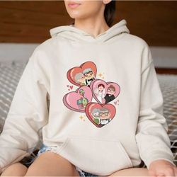 matching valentines hoodie, ellie & carl love hoodie, disney valentine's day hoodie, look up couple hoodie, disney up va