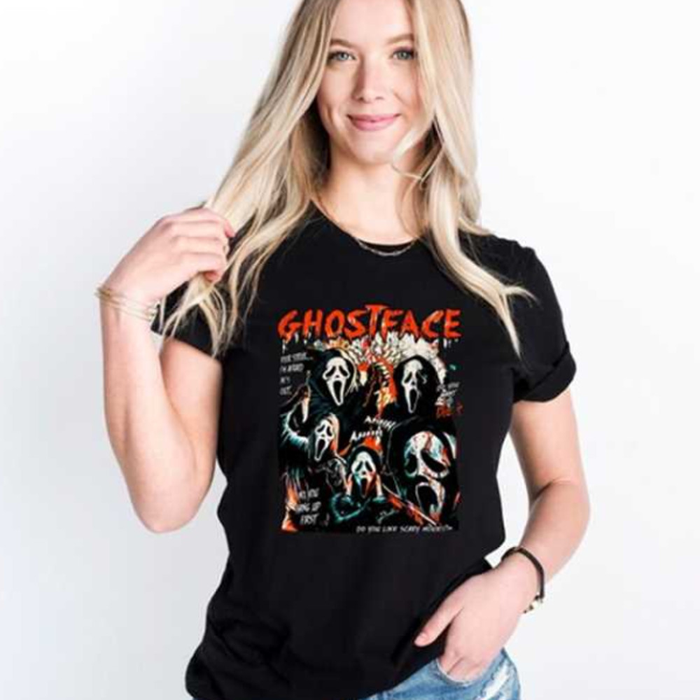 MR1310202393158ghostfaceshirtspookyhalloweenteehorrormoviekillersimage1jpg