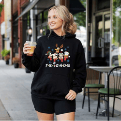 cute christmas hoodie, disney xmas hoodie, funny holiday hoodie, christmas friends sweatshirt, disney characters sweater