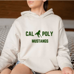 mustang crewneck outfit hoodie, cal poly stretch workout sweater, cool mustang hoodie, college hoodie san luis obispo vi