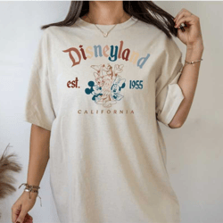 retro mickey and friends disneyland est 1955 t-shirt, disneyland shirt, 2023 family vacation shirt, magic kingdom, minni