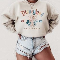 retro mickey and friends disneyland est 1955 sweatshirt, disneyland shirt, 2023 family vacation shirt, magic kingdom, mi