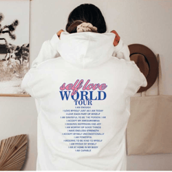self love world tour hoodie, self love club hoodie, positive aesthetic hoodie, womens crewneck affirmations hoodie, self
