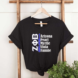 zeta phi beta arizona pearl myrtle viola frannle shirt,fraternity and sorority life tee, perfect gift for zeta phi beta