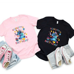 lovely scarlett stitch birthday kids shirt, disney shirt, stitch party tee, disney birthday party, stitch birthday shirt