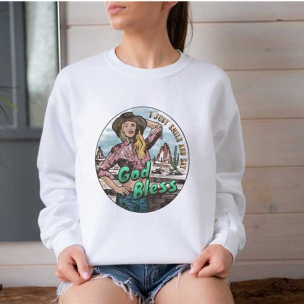 MR1210202310339cutecowgirlsweatijustsmileandsaygodblesssweatshirtimage1jpg